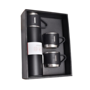 500ML STAINLESS STEEL VACUUM FLASK WITH 2 MUGS